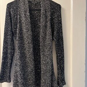 Eileen Fisher Black and White Open-Front Cardigan